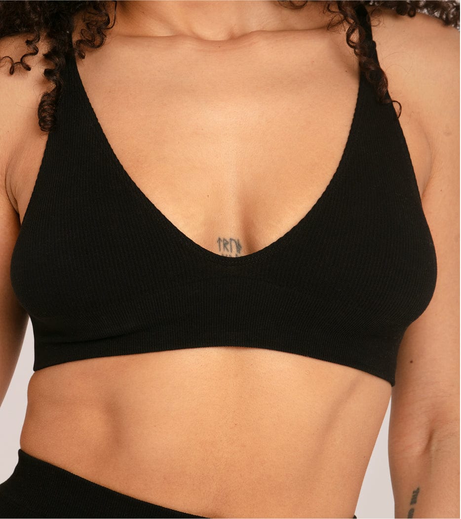 Seamless Ribbed sujetador - Negro